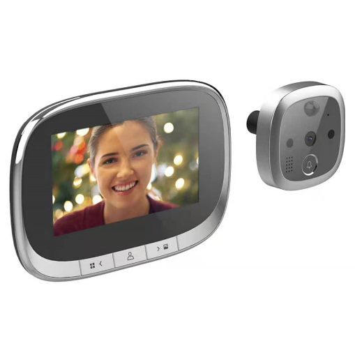 Видеоглазок дверной Tuya S-02 с записью по датчику движения 4,3" 2400 мАч Серебряный