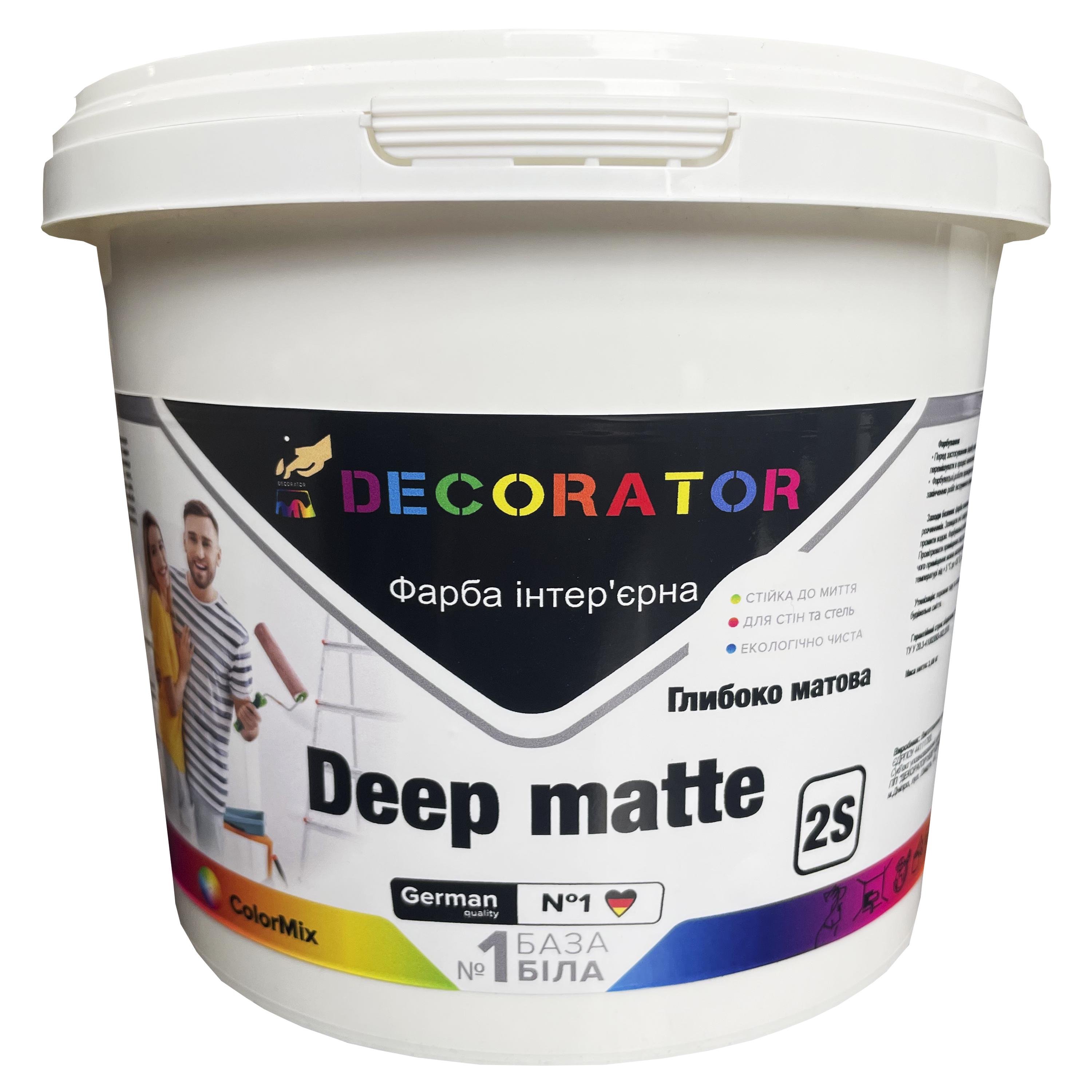 Краска интерьерная для стен и потолка DECORATOR Deep matte 2S 1 л Белый В1 (DМ000007489) - фото 1