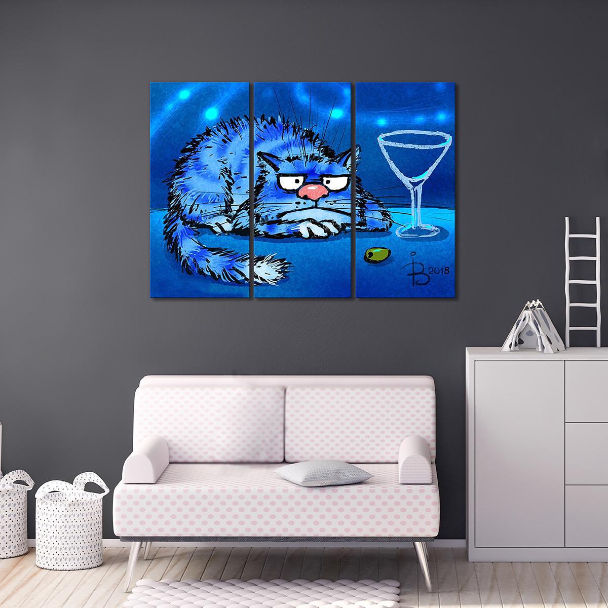 Модульная картина Цвет настроения синий... 3 модуля 50x75 см