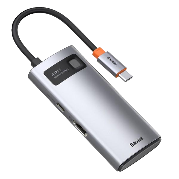 USB-хаб Baseus Metal Gleam Series 4-1 Multifunctional Type-C HDMI USB 3,0 USB 2,0 Серый - фото 2