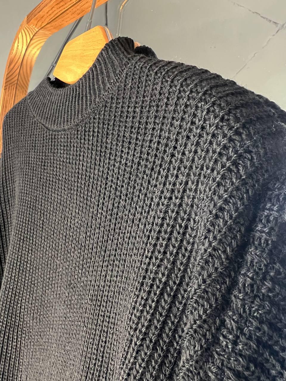 Светр жіночий MIX RAY 6607 широкий подовжений OS Чорний (1037) - фото 2