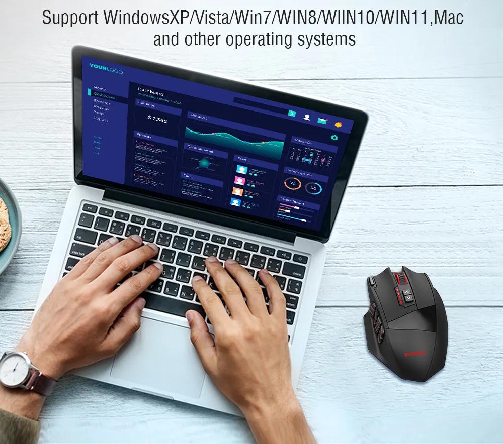 Миша E-YOOSO X33 бездротова ігрова з акумулятором та підсвічуванням 2,4 gHz Black - фото 7