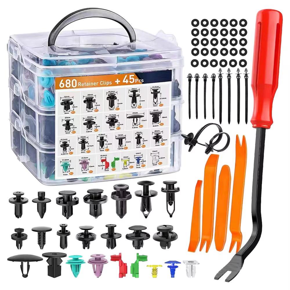 Набір кліпс і фіксаторів для авто 725 шт. з інструментами для зняття обшивки (AT-02)
