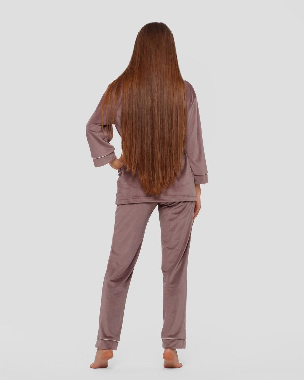 Костюм домашний женский велюровый халат со штанами L Мокко (1785921813) - фото 4 Костюм домашний женский велюровый халат со штанами L Мокко (1785921813) - фото 4