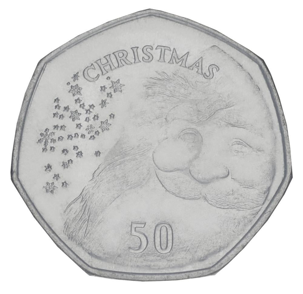 Коллекционная монета Гибралтар 50 пенсов 2015 Рождество UNC (М04396)