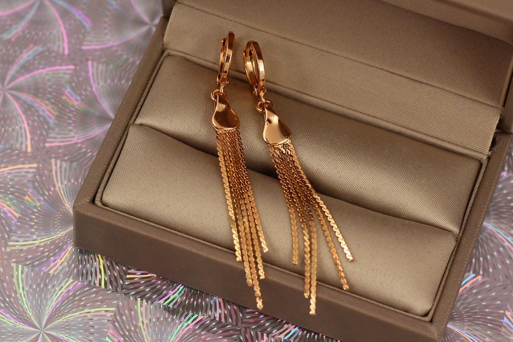 Сережки позначки Xuping Jewelry з плоскою основою 5,5 см Золотистий