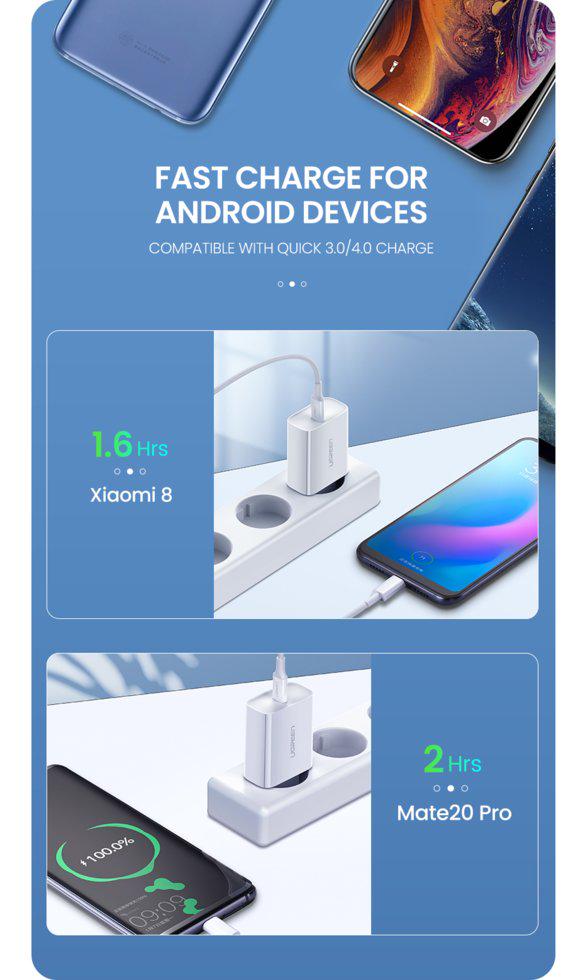 Зарядное устройство сетевое UGREEN CD137 USB-C PD 18 Вт (60450) - фото 11 Зарядное устройство сетевое UGREEN CD137 USB-C PD 18 Вт (60450) - фото 11