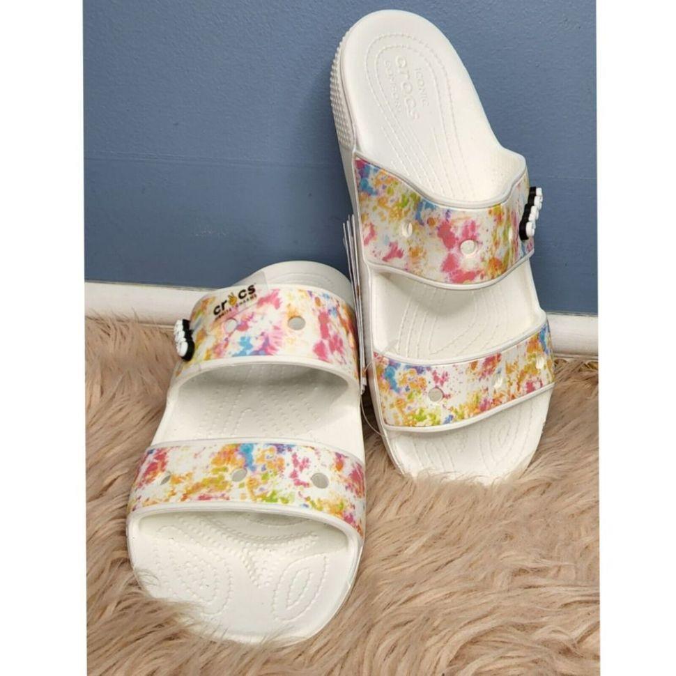 Шльопанці жіночі утеплені Crocs Classic Crocs Tiedye Sandal р. 37-38 Білий (9157) - фото 2 Шльопанці жіночі утеплені Crocs Classic Crocs Tiedye Sandal р. 37-38 Білий (9157) - фото 2