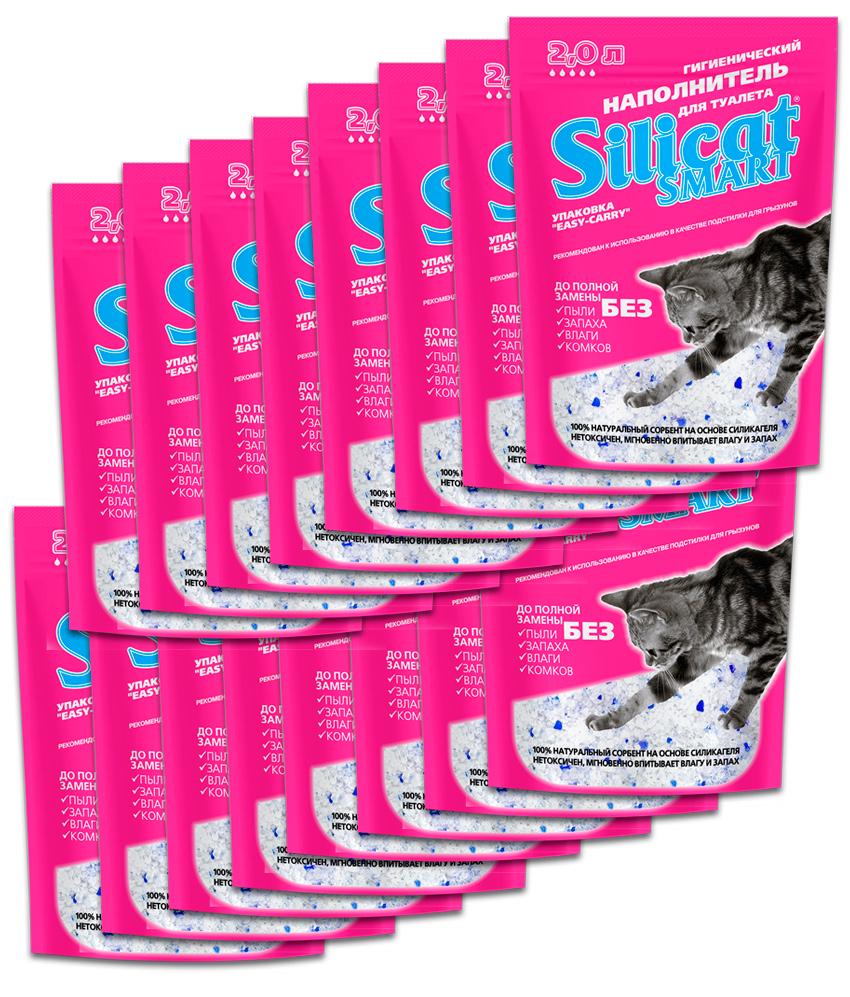 Наповнювач для котячого туалету Silicat Smart силікагелевий 2,0 л x 16 шт. 32 л
