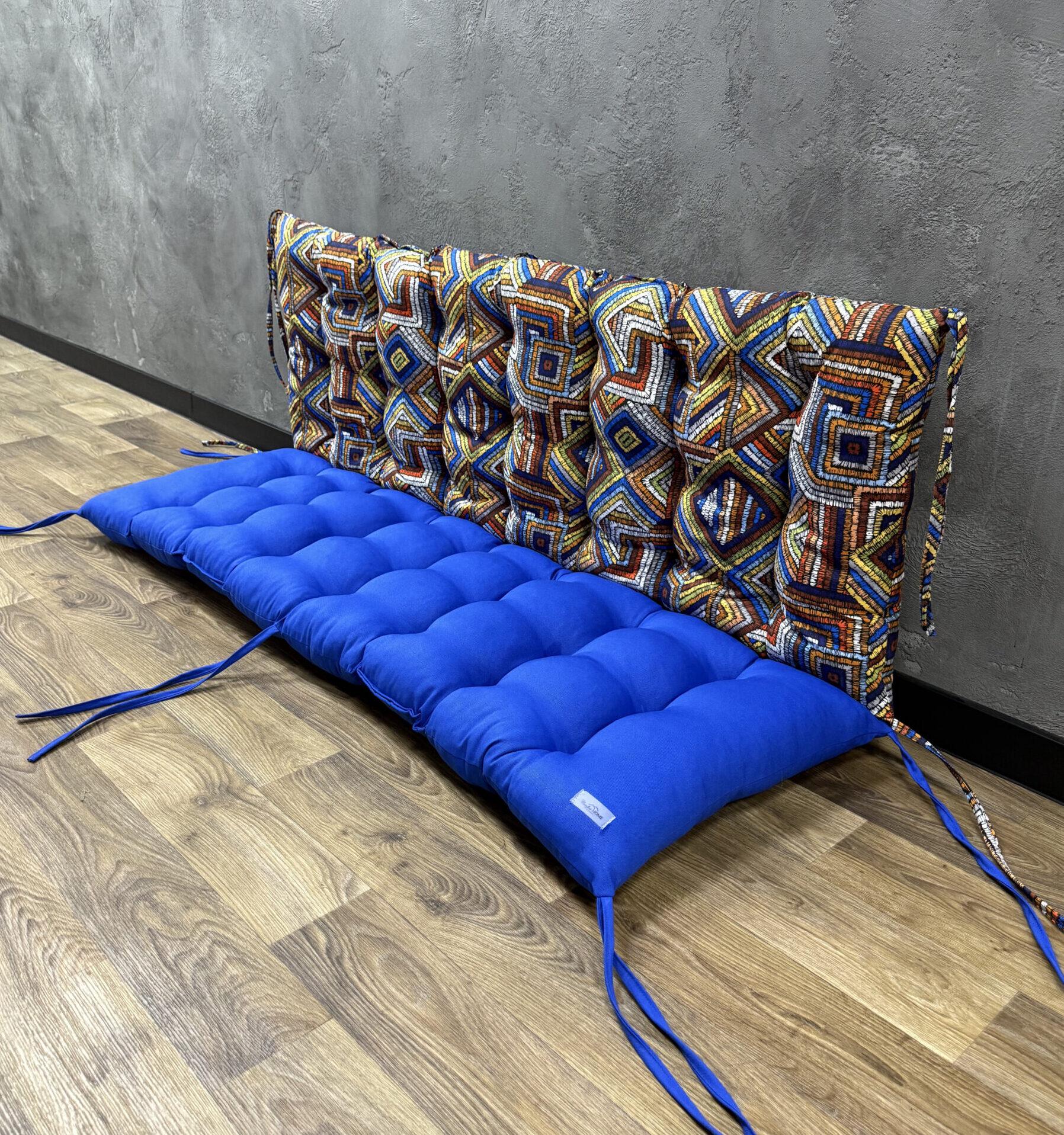 Подушка Comfort Home Labirint blue на поддоны/качели/каркасы/садовая мебель комбинированная панама 150х50х50 см