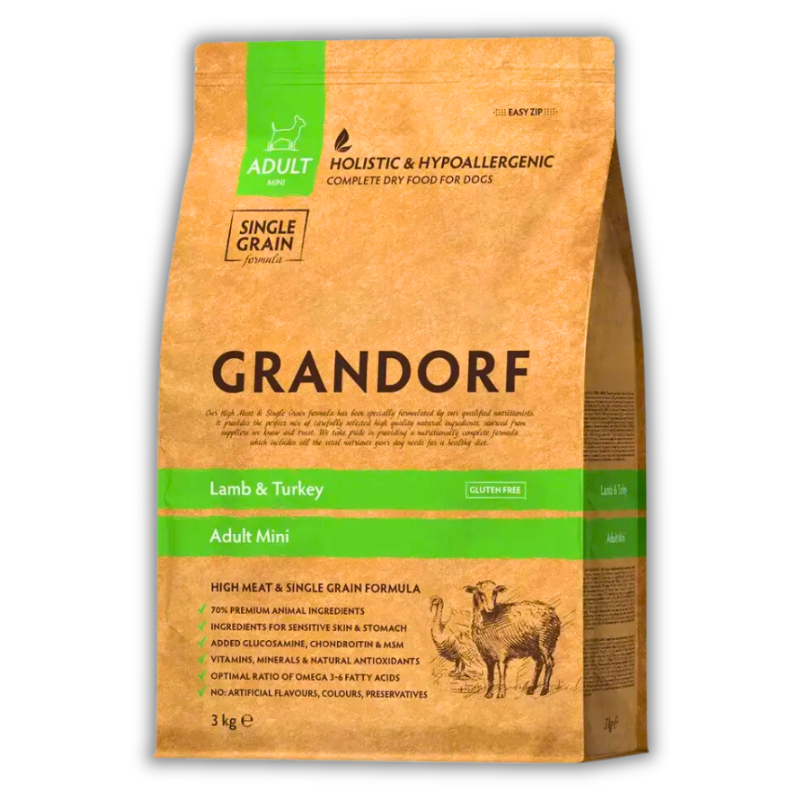 Корм для собак сухий Grandorf Ягня та індичка для дорослих собак малих порід 3 кг (93103)