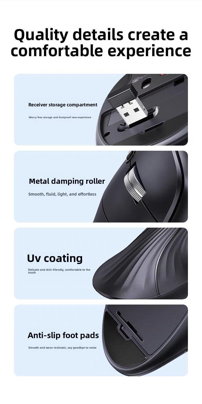 Мышь вертикальная Ugreen 2.4G 5.4 Черная (55559) - фото 8 Мышь вертикальная Ugreen 2.4G 5.4 Черная (55559) - фото 8