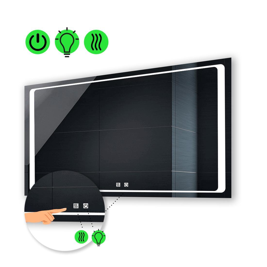 Зеркало с LED подсветкой Emma с двумя сенсорами и подогревом 80x60 см (Emmag34) Зеркало с LED подсветкой Emma с двумя сенсорами и подогревом 80x60 см (Emmag34)