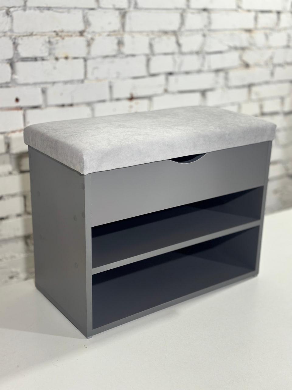 Тумба для обуви ДСП/ткань 30х80х45 см Графитовый/Светло-серый - фото 1