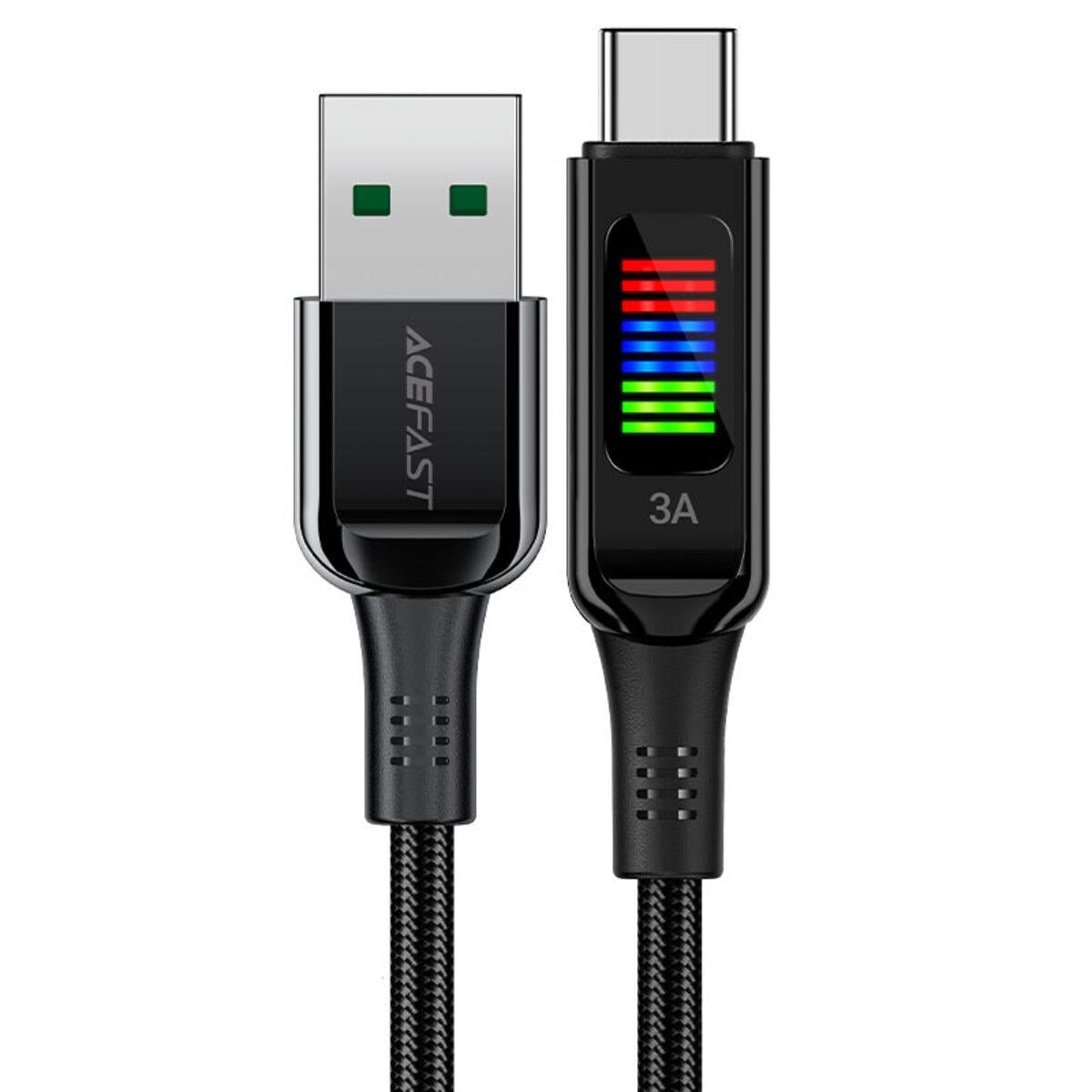 Кабель синхронизации Acefast C7-04 USB to Type-C nylon zinc connectors LED 3 A 1,2 м Black (602191)