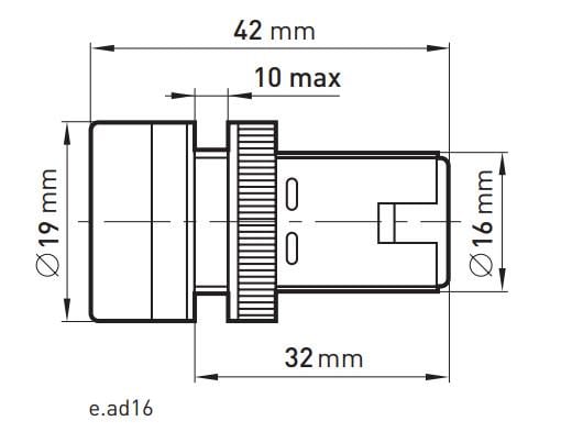 Лампа сигнальная E.NEXT e.ad16.230.red 16 мм LED 230 V АС Красный (s009014) - фото 2