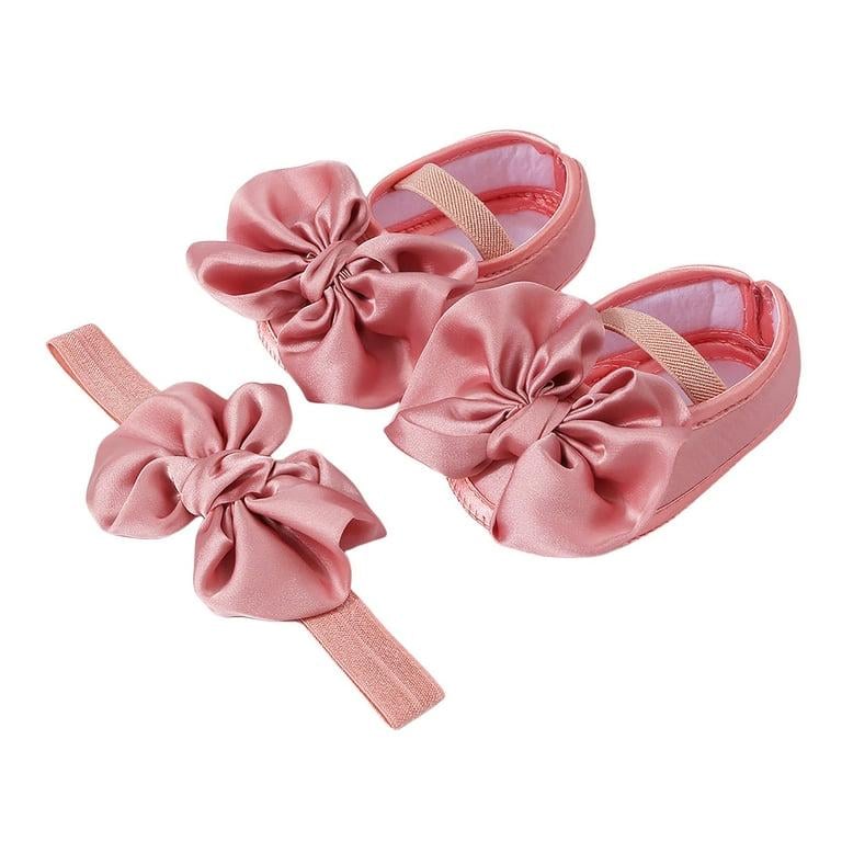 Набор пов'язка на голову та пінетки для малишки Камелія 1 рік 12 см Рожевий (13072162501)