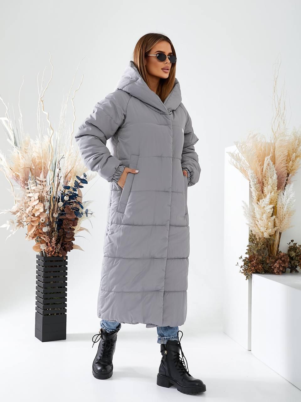 Куртка-пальто зимнее длинное Аiza А520 р. 42-44 Синий (А520_синій 42-44) - фото 9