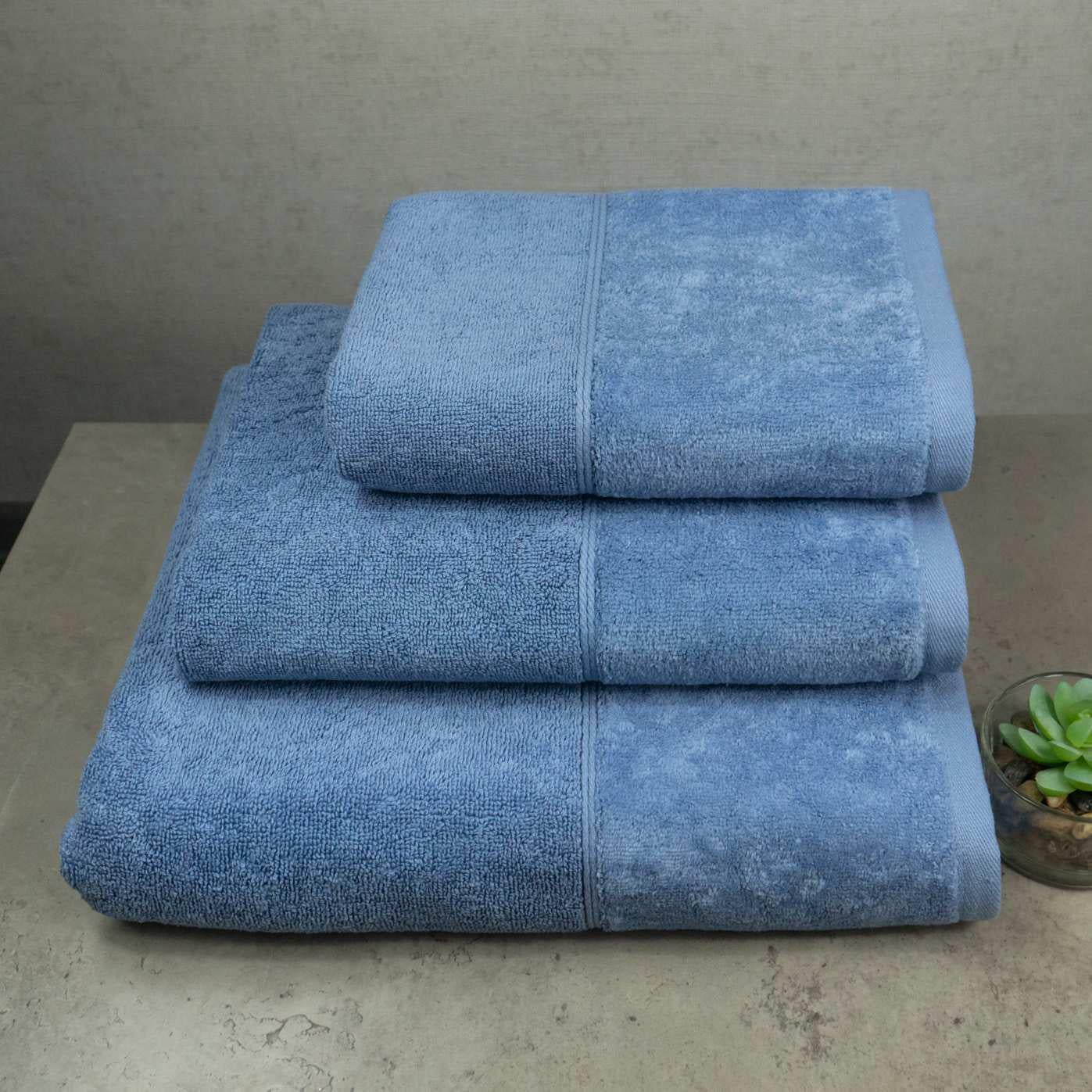 Набор полотенец GM Textile Premium Milado велюр/махра 3 шт. Синий (550-milado-k3-dblue)
