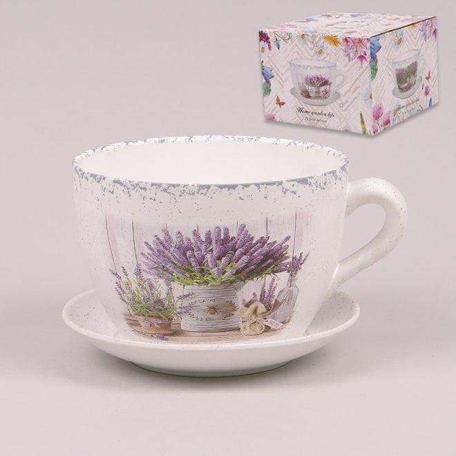 Горщик керамічний Flora Чашка з підставкою (36625)