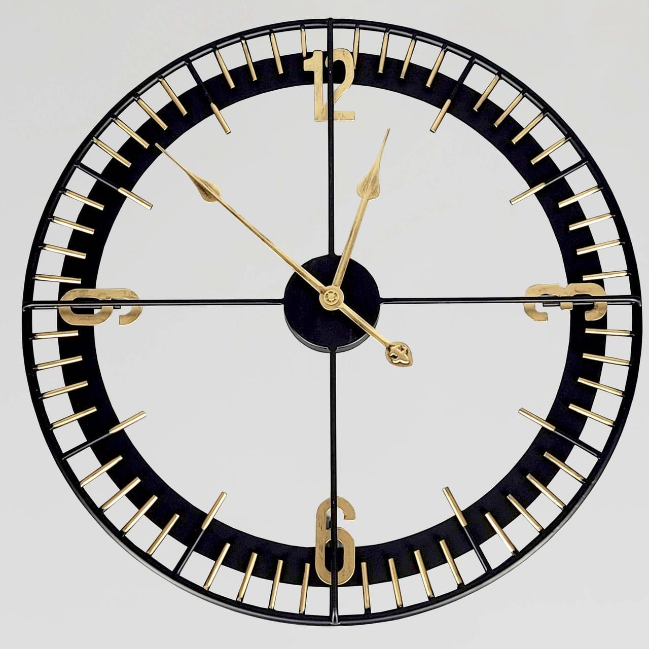 Годинник настінний безшумний OV-0072 60,5 см металевий лофт Чорний (2861666967)