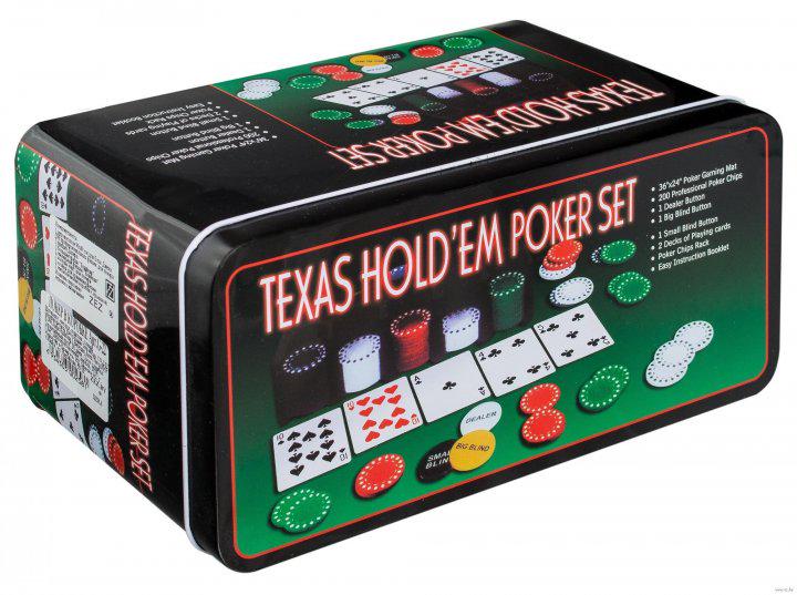 Набор для покера Texas Holdem Poker Set 200 фишек с номиналом и сукном в коробке (3896В) - фото 4