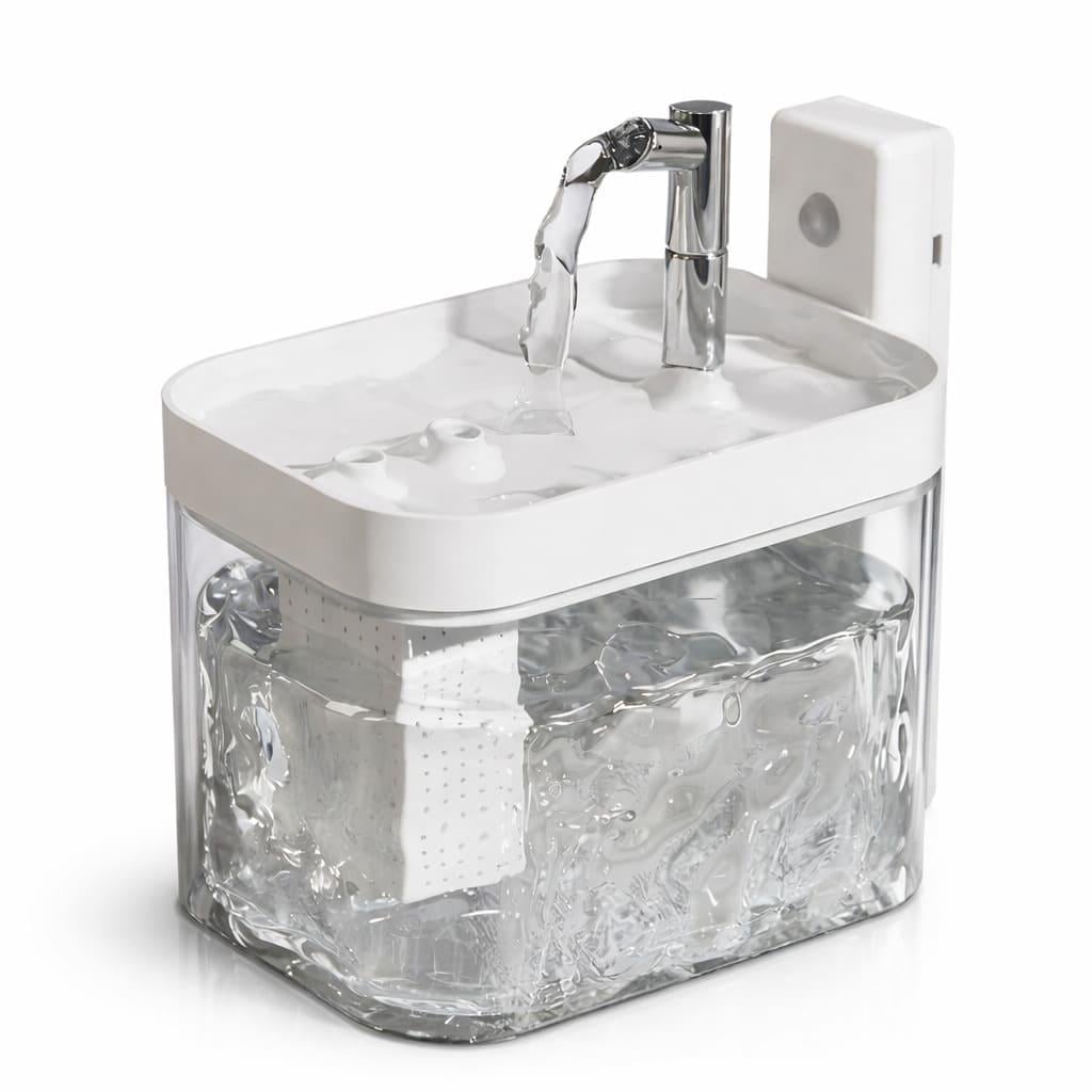 Поїлка-фонтан для котів і собак Hipidog з акумулятором і датчиком руху 1,5 л Прозорий (684)