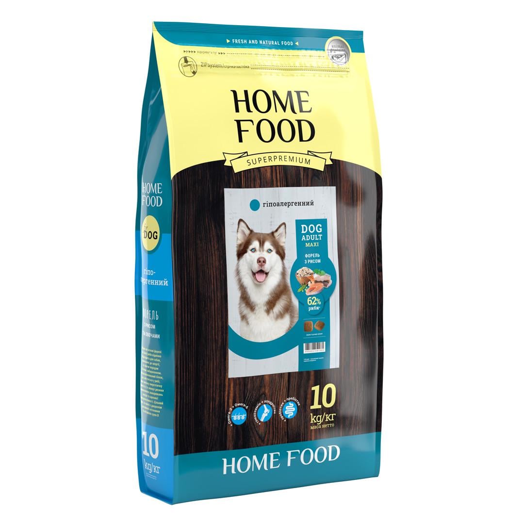 Корм сухой Home Food гипоаллергенный для взрослых собак больших пород «Форель с рисом» 10 кг (10770701)