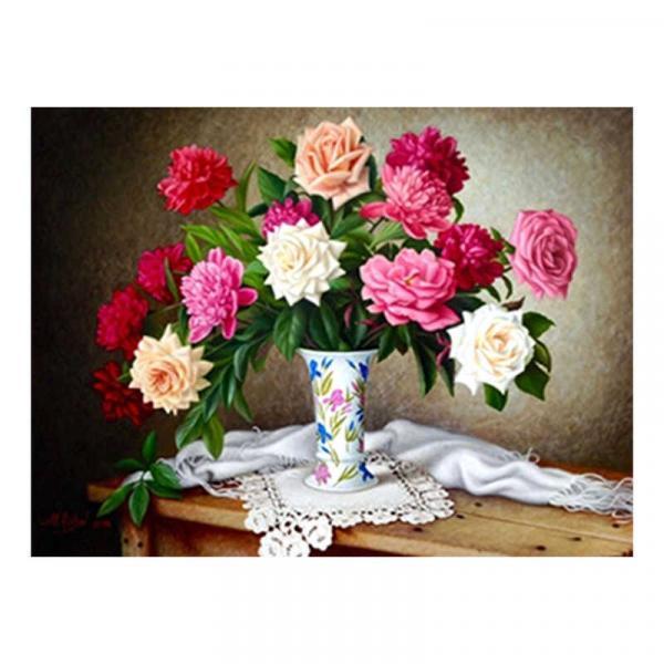 Алмазна мозаїка TK Group Букет троянд у вазі 40х30 см з рамкою в коробці (GB74899-mt)