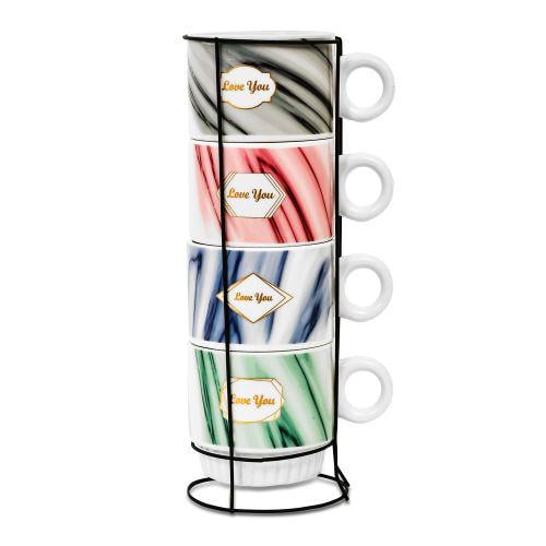 Чашки на подставке Love you 5 пр. 220 мл (63869)
