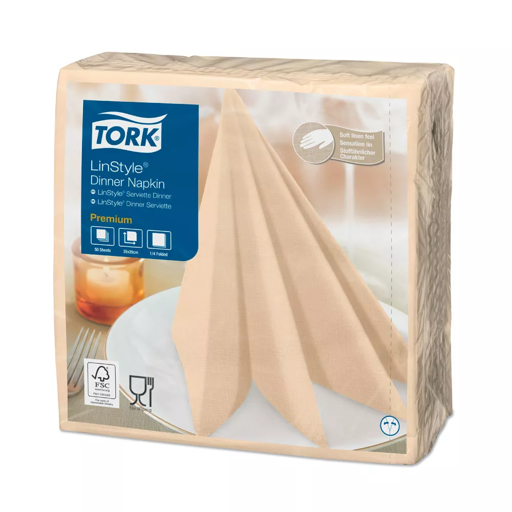 Серветки сервірувальні Tork Linstyle кремового 39х39 один шар 50 шт. (478713)