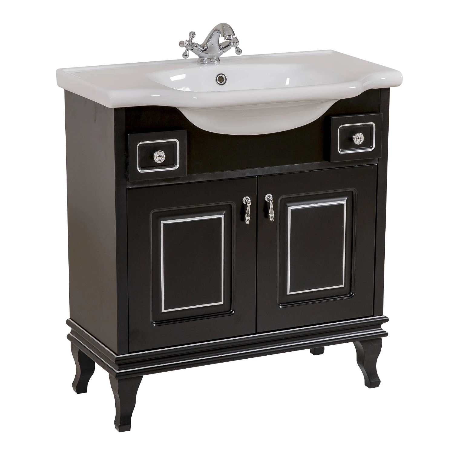 Тумба у ванну Aqua Rodos Беатріче 80x48 підлогова з умивальником CeraStyle New Klasik патина Чорний/Хром (АР000042845)