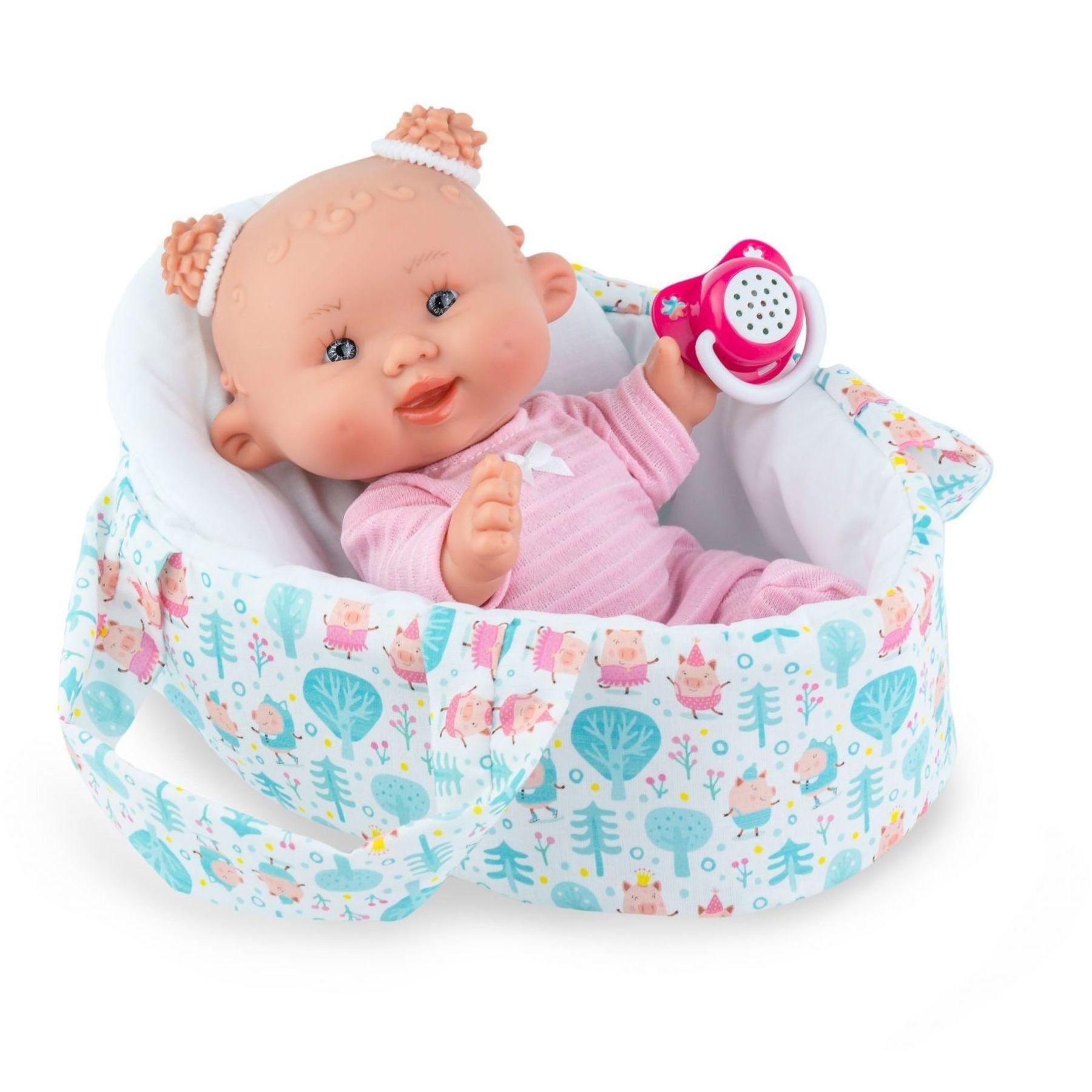 Пупс ванильный испанский Marina & Pau NENOTE BABY с соской и люлькой 26 см