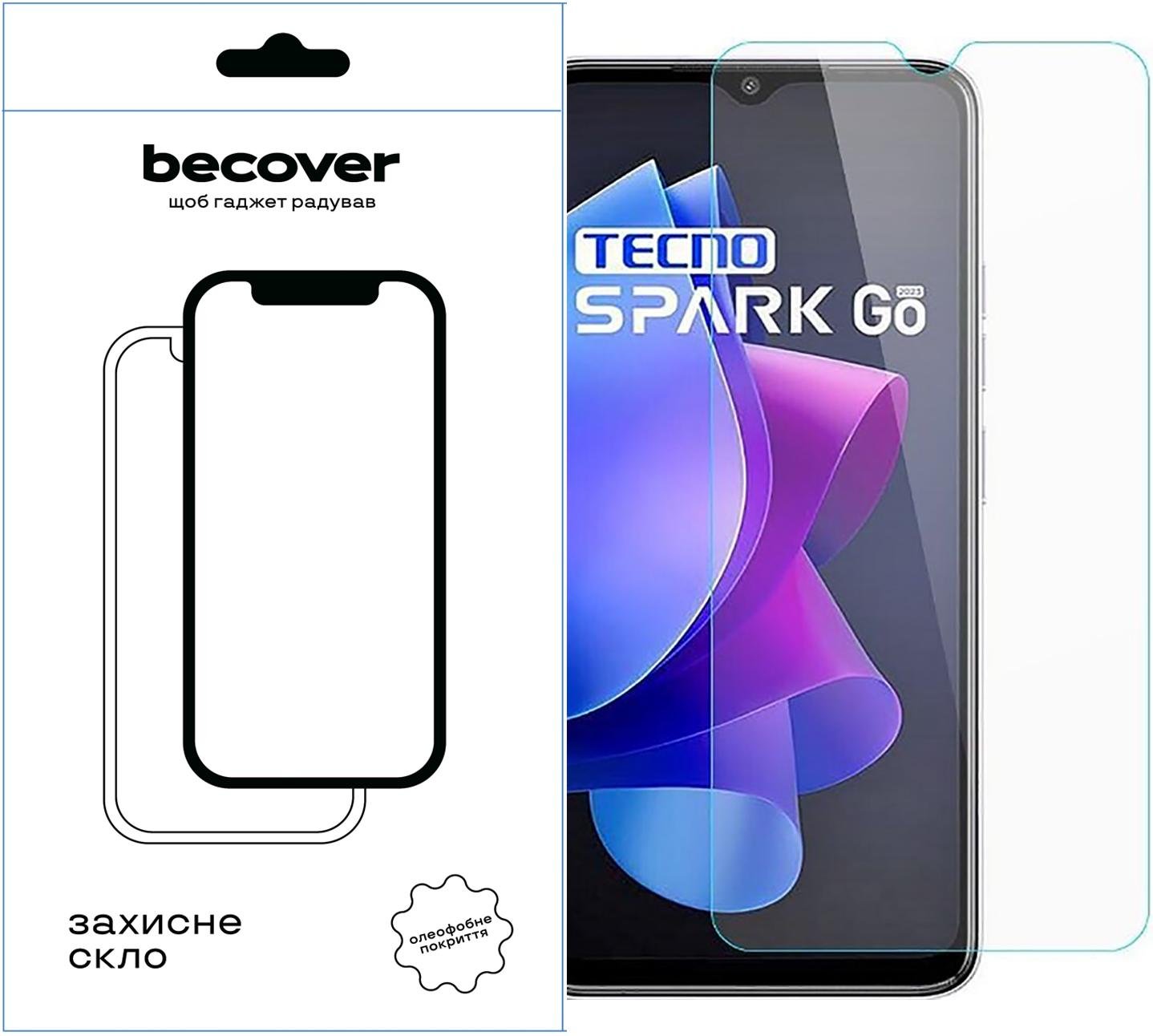 Захисне скло BeCover для Tecno Spark Go 2023 BF7 3D Crystal Clear Glass (709263) - фото 2