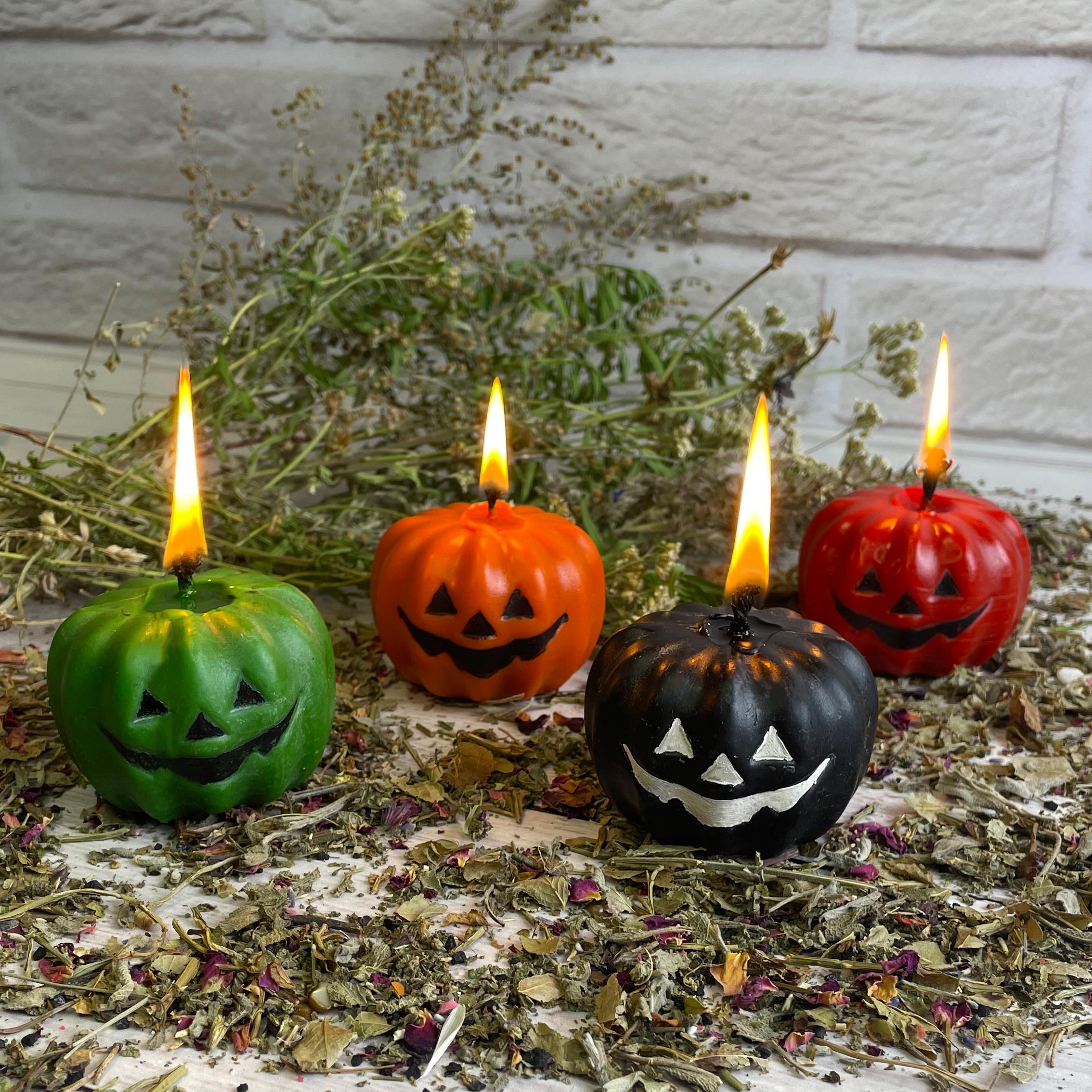 Свічка воскова гарбуз Halloween Зелений - фото 3