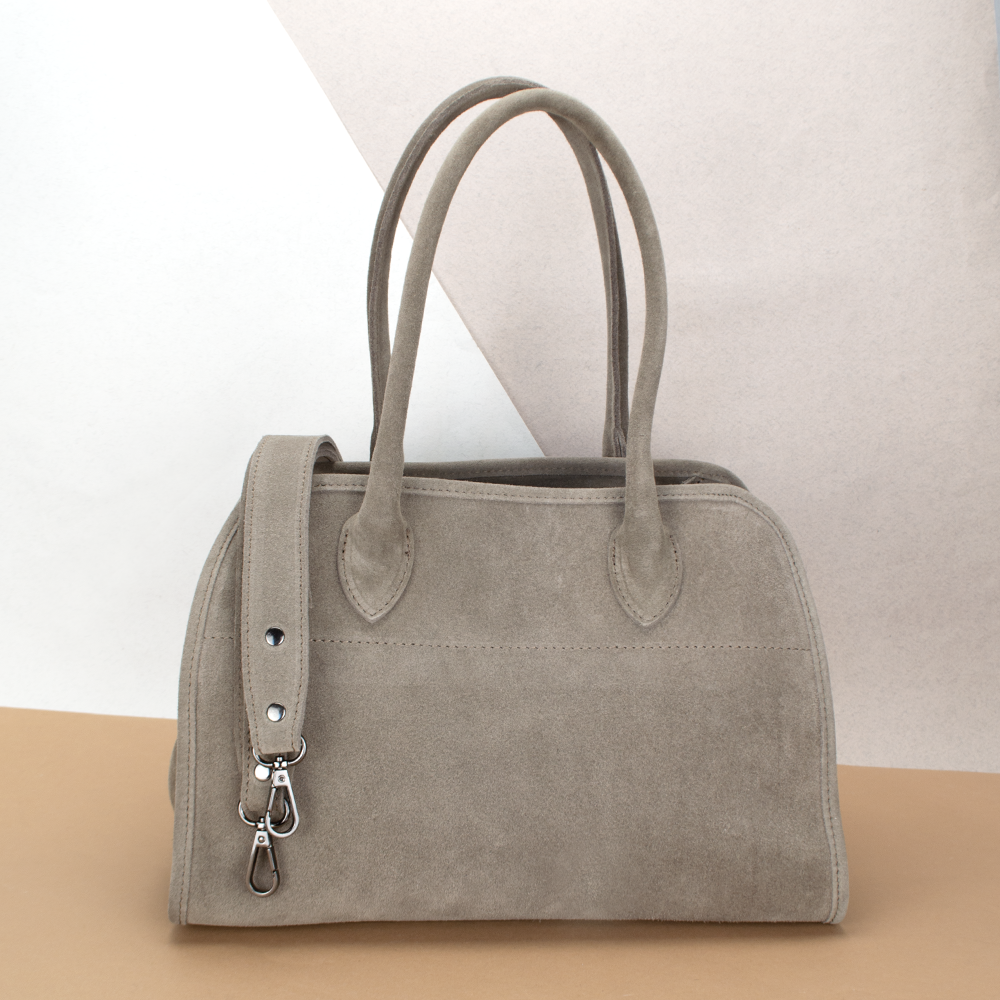 Сумка женская Virginia Conti 03802 замшевая с 2 ручками Темный тауп (2403379785) - фото 1 Сумка женская Virginia Conti 03802 замшевая с 2 ручками Темный тауп (2403379785) - фото 1