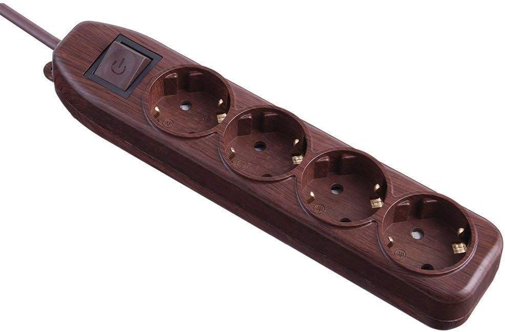 Подовжувач Electraline 4 розетки 1,5 м 16A із захистом від дітей Темне дерево - фото 2