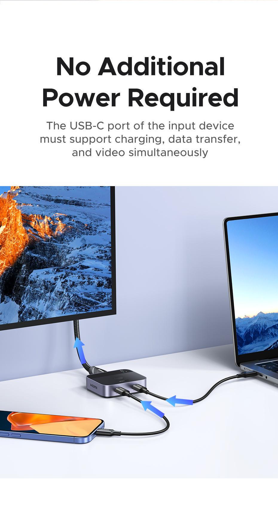 Перемикач Ugreen HDMI USB-C 2 входи 4K 60Hz HDR (29516563) - фото 12 Перемикач Ugreen HDMI USB-C 2 входи 4K 60Hz HDR (29516563) - фото 12