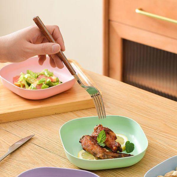 Тарілки з екологічних матеріалів 11х3 см із підставкою 10 шт. Різнокольоровий (C00747-1) - фото 4