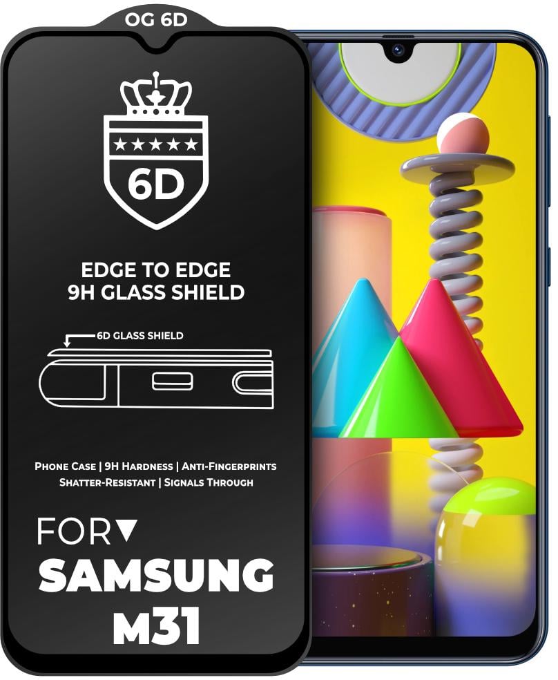 Защитное стекло 6D OG Crown для Samsung Galaxy M31 M315 Black (19027)
