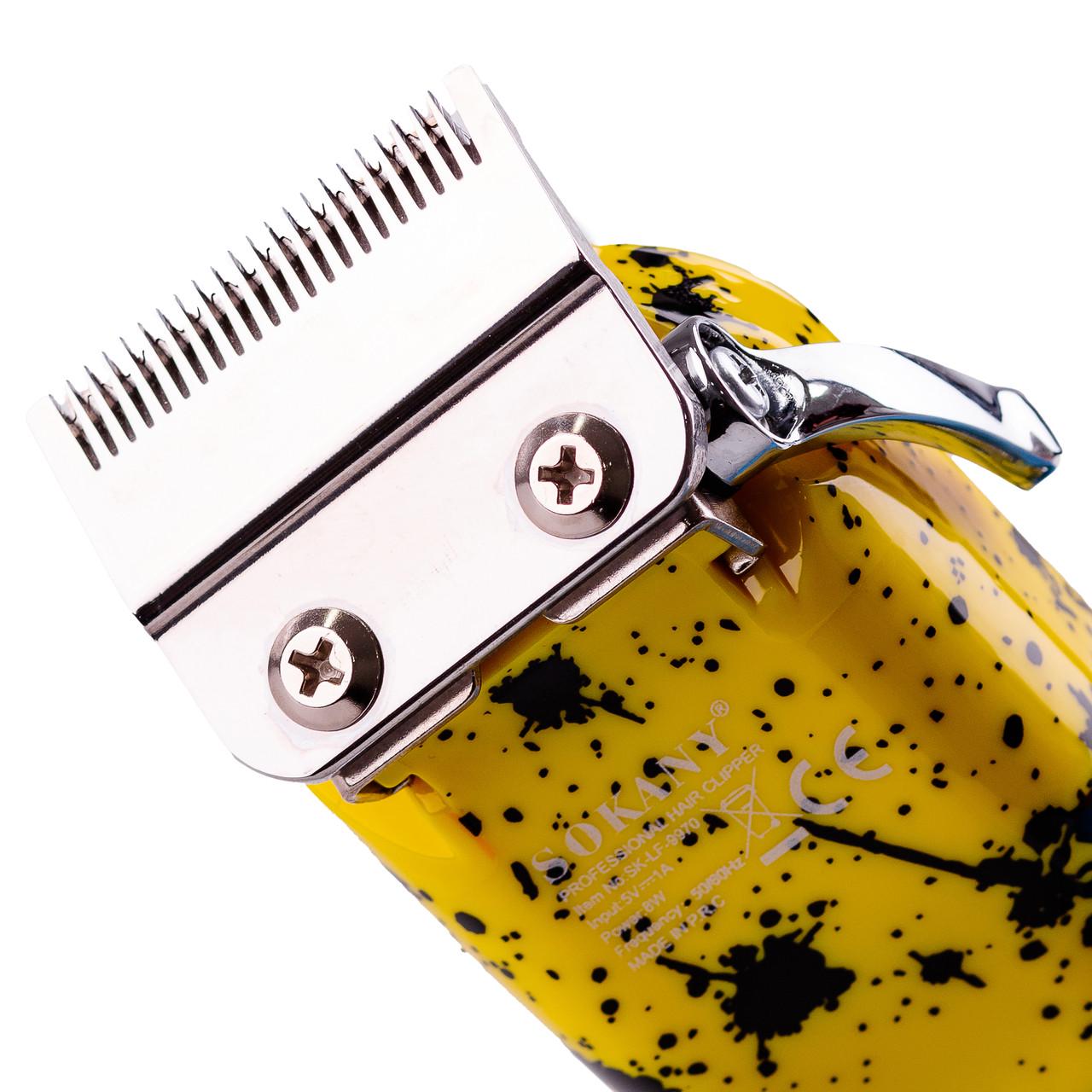 Машинка для стрижки волос Sokany SK-LF-9970 аккумуляторная с 8 насадками Желтый (3107) - фото 5 Машинка для стрижки волос Sokany SK-LF-9970 аккумуляторная с 8 насадками Желтый (3107) - фото 5