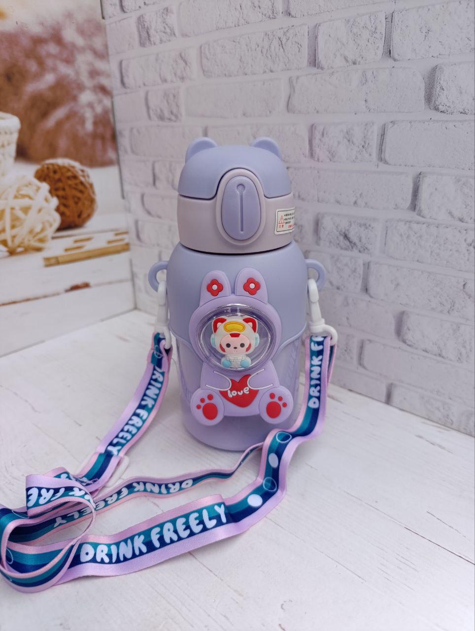 Термос детский Stenson MT-4930-500-1 из нержавеющей стали с трубочкой 500 мл Фиолетовый (MT-4930-500-1)