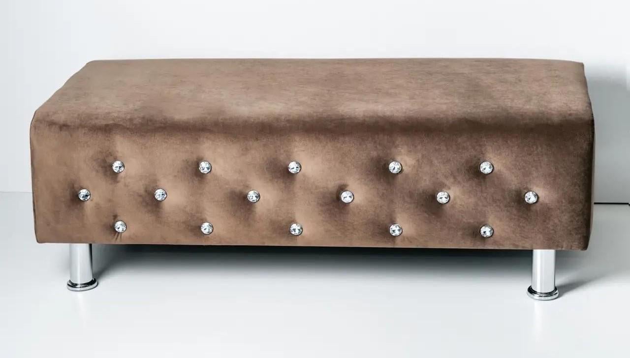 Топчан Vi-Tall велюр зі стразами 170х55х42 см Коричневий - фото 1