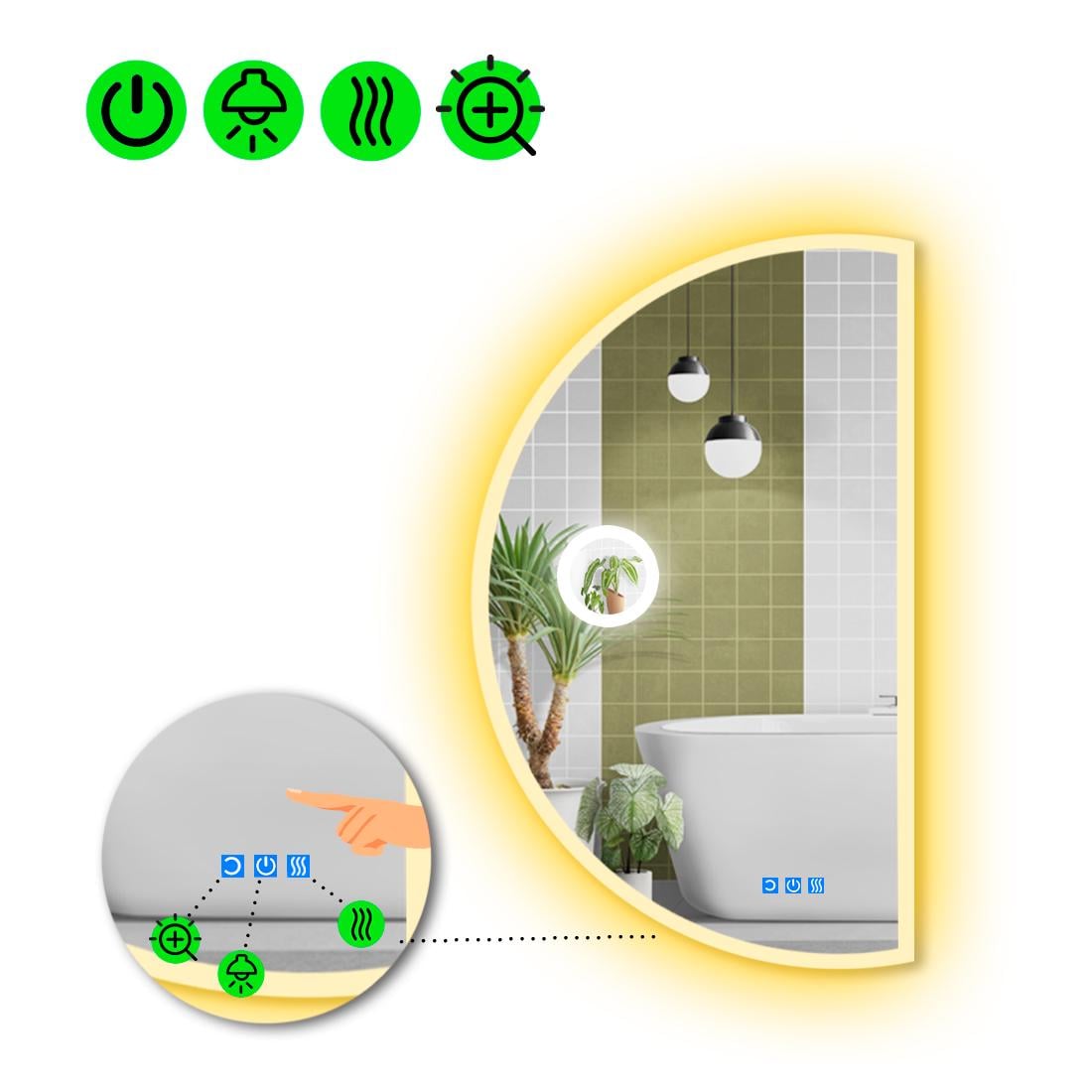 Зеркало с LED подсветкой Parette 3 с тремя сенсорами 80x40 см (8738295)