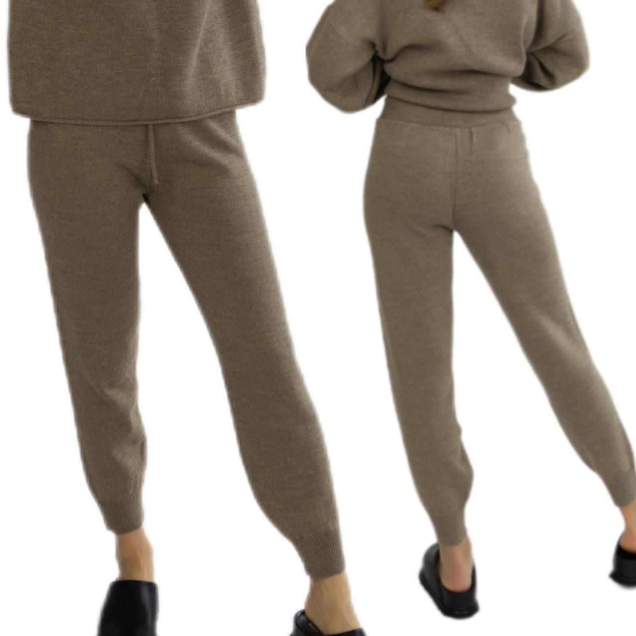 Брюки вязаные женские на зиму-весну WALERI one size Коричневый - фото 2