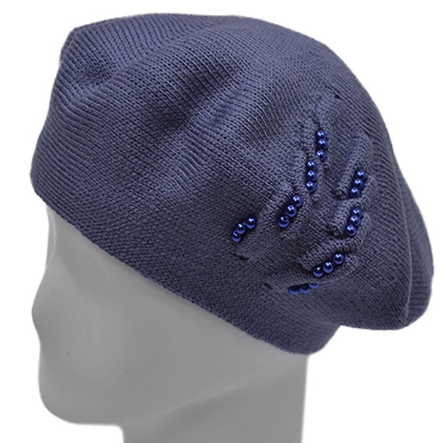 Берет женский Lirus Лейла двойной шерстяной р. 56-58 Джинсовый (68619)