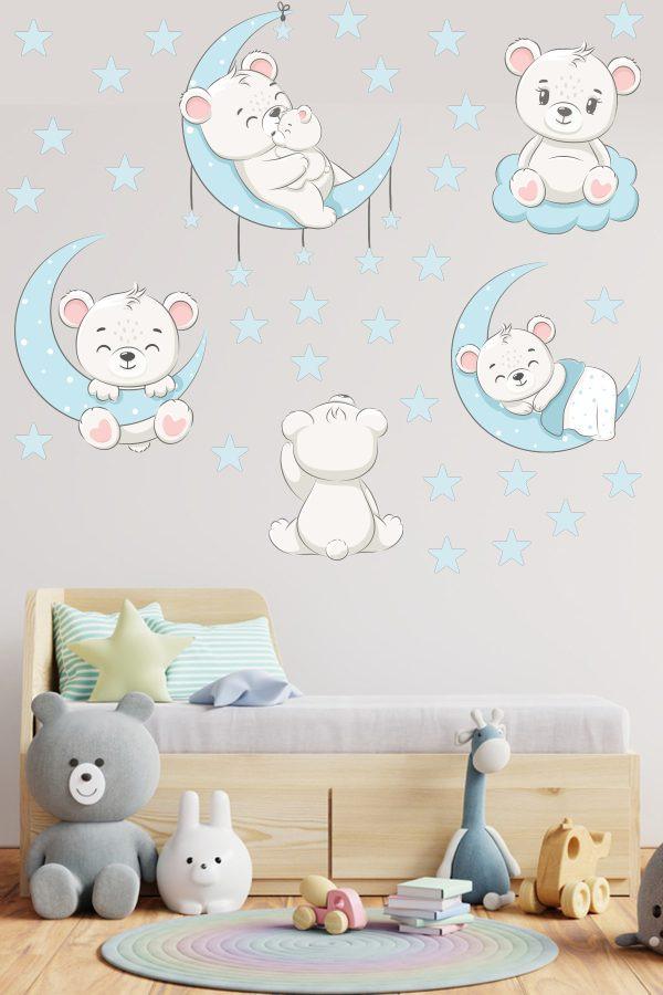 Набір наклейок декоративні Ведмедики в дитячу кімнату 30х90 см Білий - фото 2 Набір наклейок декоративні Ведмедики в дитячу кімнату 30х90 см Білий - фото 2