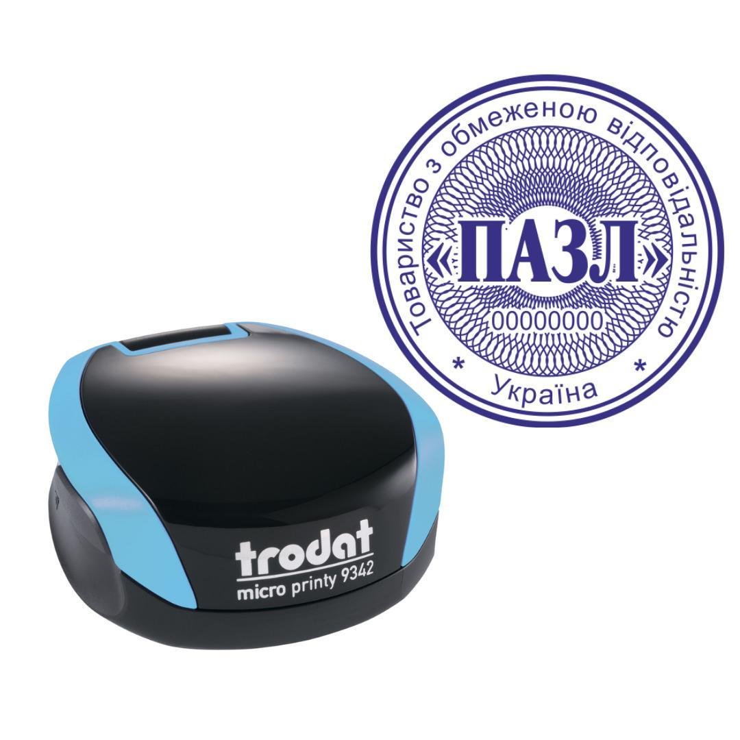 Печать ТОВ на карманном оснащении Trodat Micro Printy 9342 d 42 мм Бирюзовый (ООО19/9342/BZ)