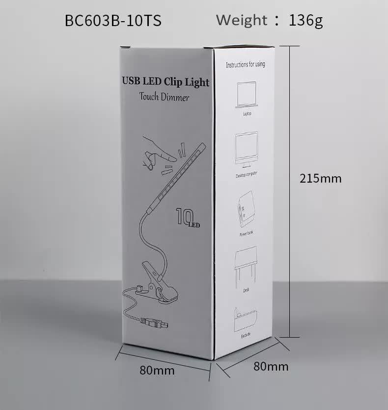 Лампа на прищіпці сенсорна VHG BC603B LED USB з гнучкою ніжкою Silver - фото 4