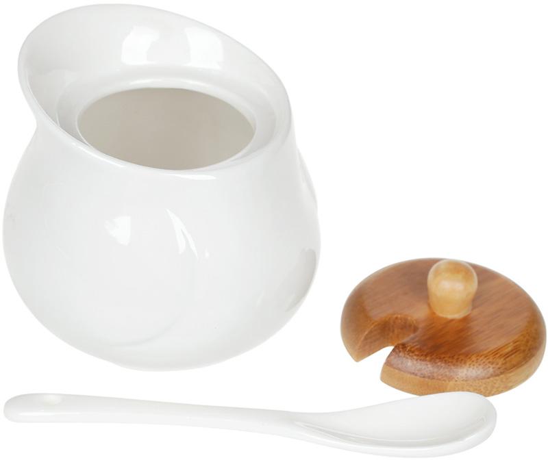 Цукорниця порцелянова Nouvelle Home 250 мл з ложечкою і бамбуковою кришкою (BD-938-015) - фото 2 Цукорниця порцелянова Nouvelle Home 250 мл з ложечкою і бамбуковою кришкою (BD-938-015) - фото 2